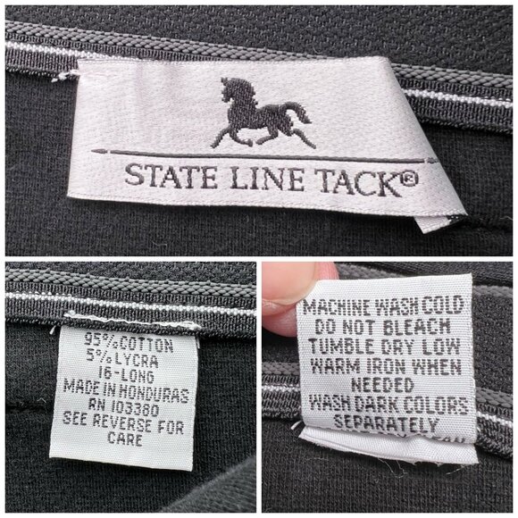 State Line Tack Black Riding Breeches Stretch Equestrian Pants 16 Long - Picture 3 of 9